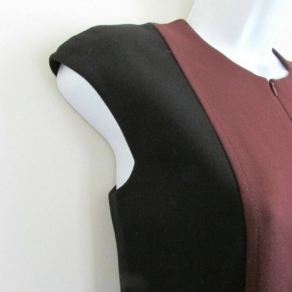 NWT AKRIS Garnet Black Viscose Cap Sleeve Color Block Jersey Sheath Dress 4 - Picture 4 of 7